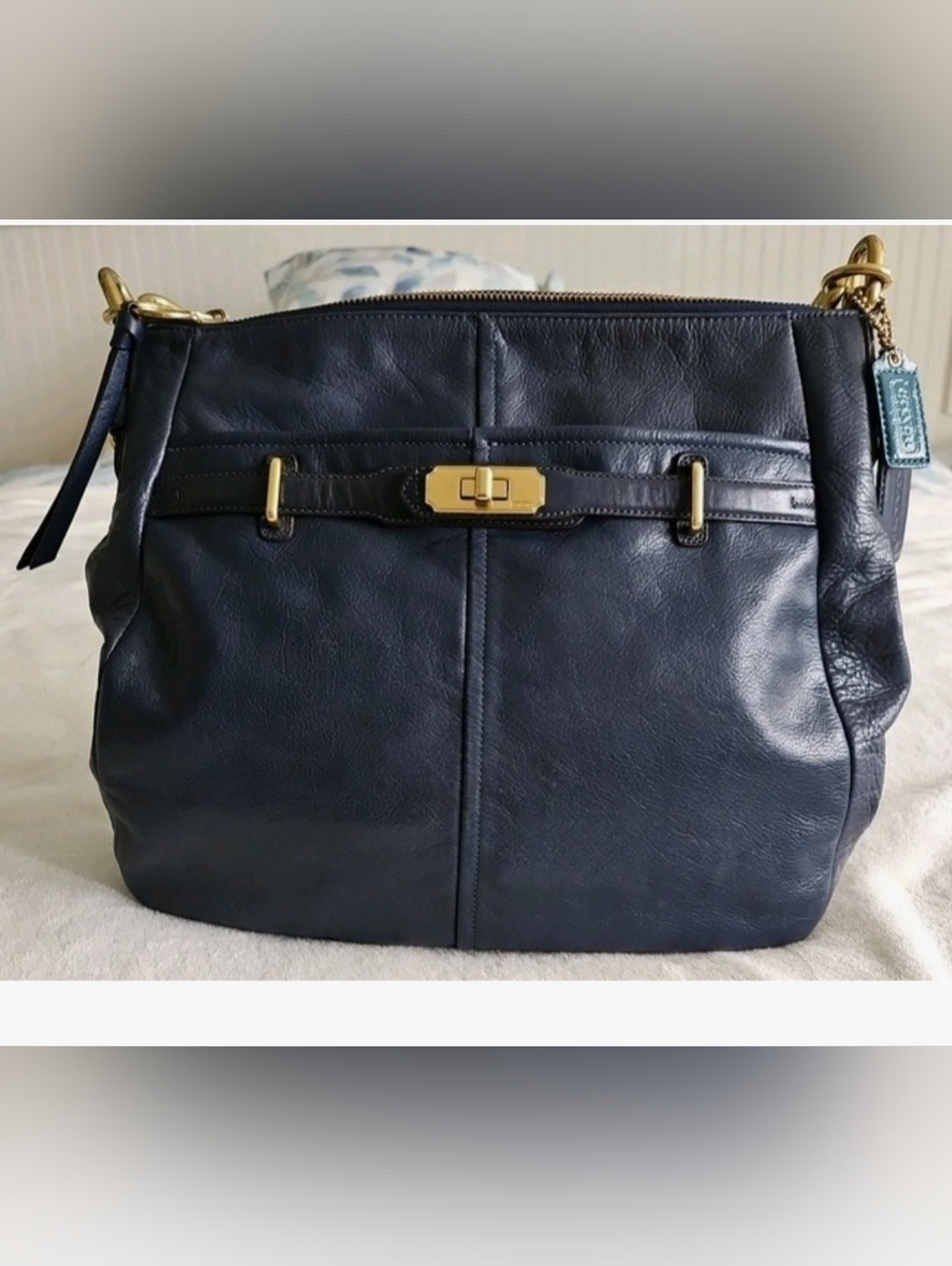 COACH Chelsea Hobo Leather Bag Dark Navy